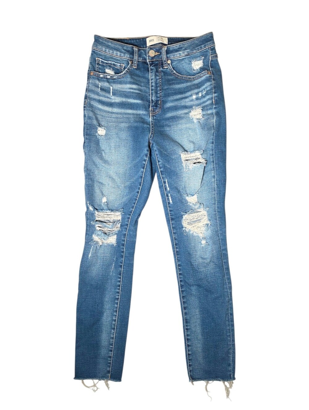 BKE Billie Ankle Skinny Stretch Denim Jeans Ripped Raw Hem Bazile Women's 28